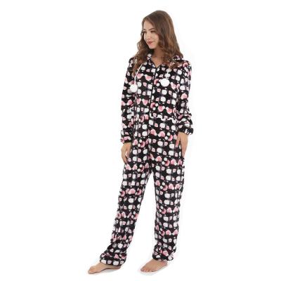 China Dropshipping winter women QUICK DRY pajamas long sleeve hooded funny flannel onesie family adult christmas pajamas for sale