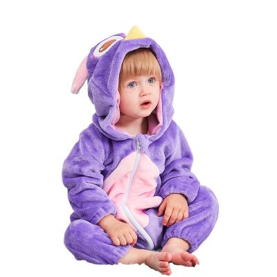 China Warm And Comfortable Don't Hurt Skin 2018 New Arrival Baby Clothes Purple Adult Baby Romper Owl Baby Hooded Romper Soft Flannel Winter for sale