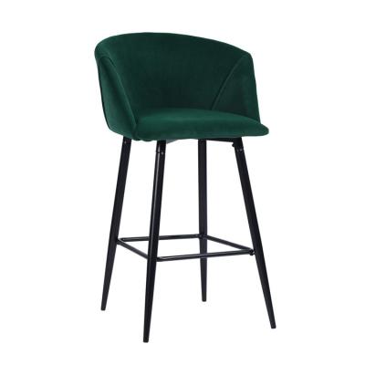 China Factory direct wholesale velvet covered bar stool high seat back and back bar stool fashion handsome for sale