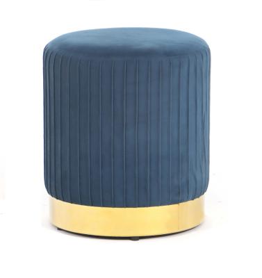 China Home Furniture Hot Selling Gold Chrome Metal Frame Storage Stool Round Beautiful Velvet Stool for sale