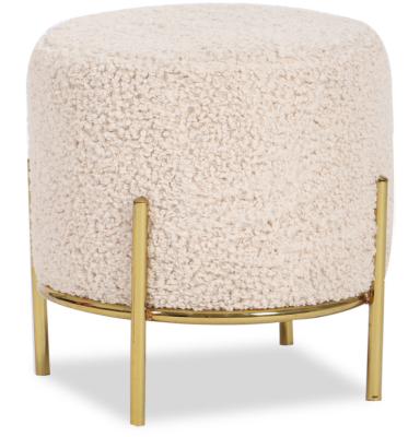 China Hot Selling 2022 Fashion Chrome Beautiful Living Room Storage Gold Stool Covered With Frame Fabric for sale