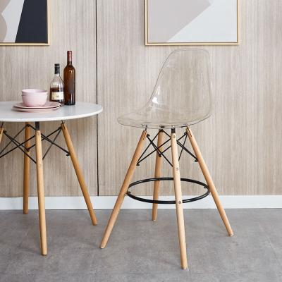 China Factory Direct Supply Acrylic Plastic Fashion Clear Chair Bar Chair Metal Frame Solid Wood Modern Plastic Chair for sale