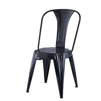 China Hot Selling Metal Chair Price Best Cafe Iron Stacking Steel Vintage Industrial Metal Dining Chair for sale