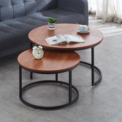 China Modern Metal Multifunctional Wooden Legs Coffee Table Round Coffee Table Set For Living Room for sale