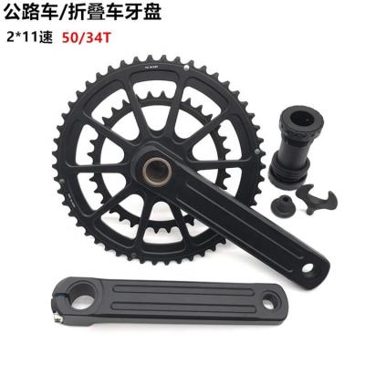 China Red positive and negative road bike discs teeth chain wheel steel mtb crank set crank set bicycle crankset for sale