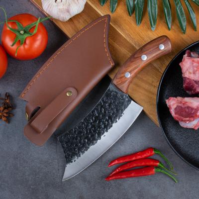 China Viable Custom Handmade Forged Butcher Knife Chopper Kitchen Knife Slaughter Knife 6 Inch Cleaver Knife for sale