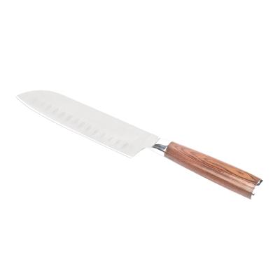 China 7 Inch 3cr13 Stainless Steel Kitchen Knife Sustainable Ergonomic Wooden Pakka Handle Kitchen Santoku Knife for sale