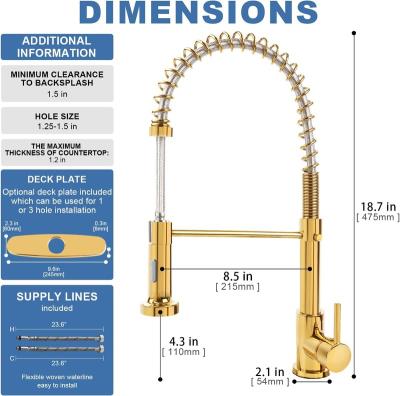 China Pull Down Sprayer Water Saving System 360 Swivel 2 Mode S Commercial Pull Down Kitchen Sink Faucet With 2 Mode Sprayer, Single Handle Spring Faucets with the apron, Hig for sale