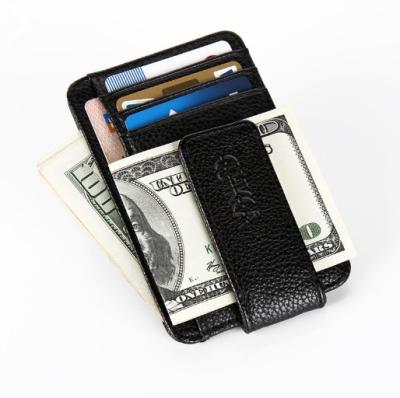 China 2021 Fashion Wholesale RFID Credit Card Holder Lychee Pattern PU Leather Man Magsafe Wallet Slim Money Clip for sale