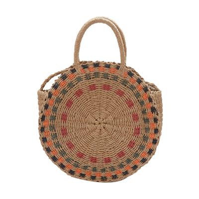 China Weave Wheat Rattan Child Straw Bag Round Storage Women Wholesale Beach Tote Bag With Handle Summer Beach for sale