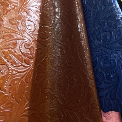 China Sustainable New Design Embossed Flower Pattern Veg Tanned Leather Skin Top Layer Lash Leather For Chair For Sale for sale