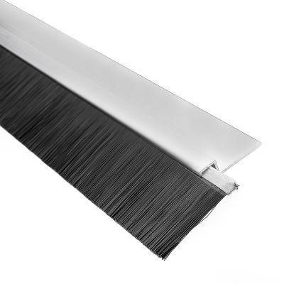 China H Shape Aluminum Alloy Base Door Bottom Brush Strip Nylon Brush Weather Stripping for sale