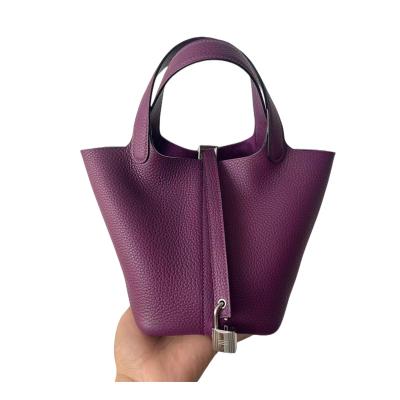 China Fashion 18cm Anemones Clasp Purple Silver Hardware All Handmade Lady Bucket Bag Handbag Luxury for sale