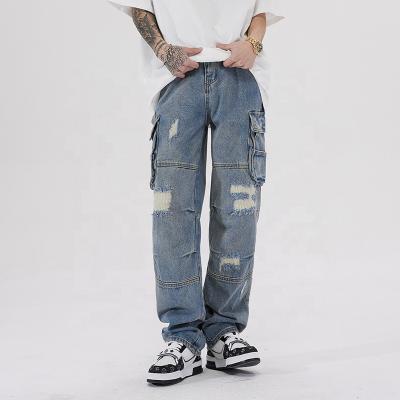 China Breathable Street Style Customized High Quality Ripped Loose Pants, Soft Casual Pants, Dangling Men's Denim Pants for sale