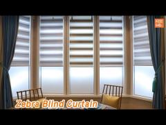 Double Pane Zebra Blind Curtain Roller Type Waterproof Polyester Metallic Material