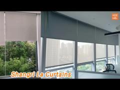 Remote Control Shangri La Curtains Ripple Folding Motorized For Living Room