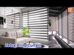 Roller Zebra Blind Curtain Polyester Waterproof White Gray For Living Room