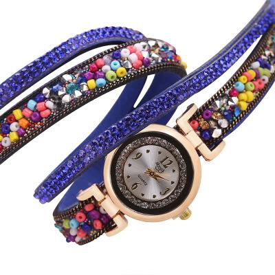 China Automatic Date Winding Colorful Stone Women's Bracelet Watch Diamond Winding Ladies Watch Quartz Watch for sale