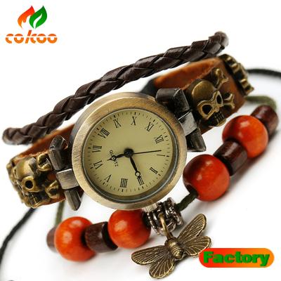 China High Quality Antique Leather Watch Women Wristwatch Casual Alarm Vintage Quartz Watch for sale