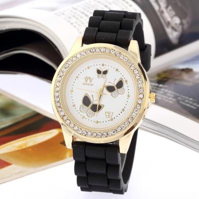 China Power reservation color woman army silicone military watch with butterfly strap rubber quartz sport watch for sale