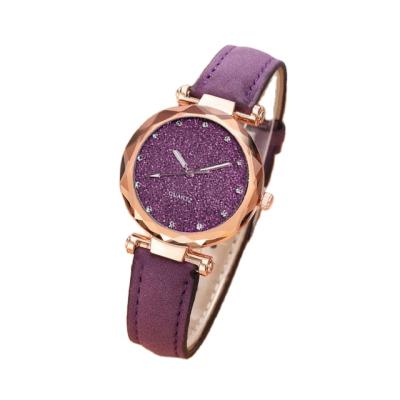 China 2021 Fashion starry nubuck alarm clock explosion sky leather ladies watch quartz watch for sale