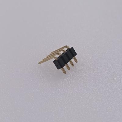 China Brass Pitch 2.54mm Pin Header 1x4 Ways PCB Connector RA DIP Single Row PCB Mount Single Row Plastic for sale