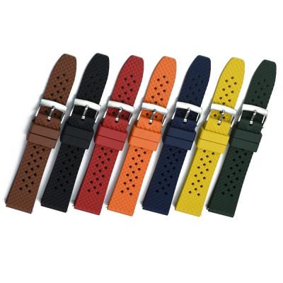 China JUELONG Honeycomb Ocean FKM Fluoro Rubber Watch Strap 20mm 22mm Rubber Strap for sale