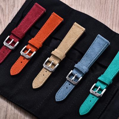 China JUELONG 18/19/20/22mm Suede Vintage Leather Watch Strap Quick Release Suede Leather Watch Bands With Quick Release for sale