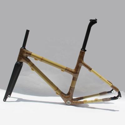 China Road Bikes Naturefly Gravel Bike Frame Disc Road Frame Bamboo Gravel Bicycle Frameset Through Axle for sale