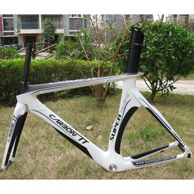 China Road Bikes Free Shipping White 700c Carbon Road Bike Frame Triathlon Bicycle Frame Trial Frameset Time Full Speed for sale