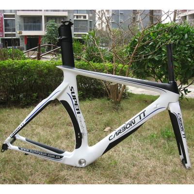 China Road Bikes OEM 700c Full Speed ​​Carbon Road Bike Frame Triathlon Bicycle Frame White Frameset Trial Time for sale