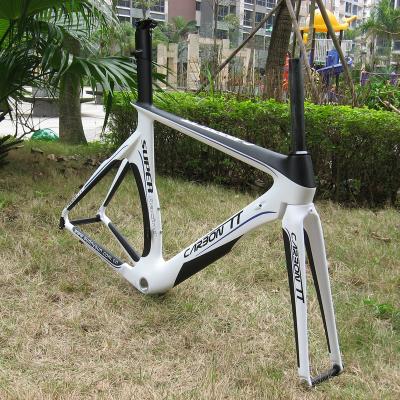 China Road Bikes OEM 700c Full Speed ​​Carbon Road Bike Frame Triathlon Bicycle Frame White Frameset Trial Time for sale