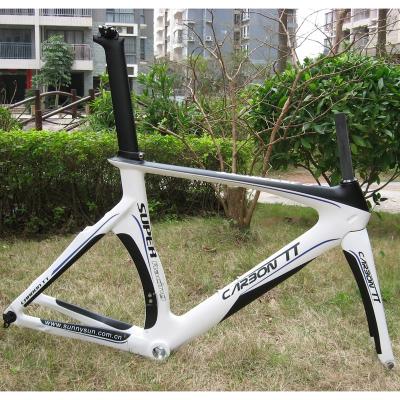 China Road Bikes Full Speed ​​700c Carbon Triathlon Bike Frame TT Bicycle Frame White Frameset Trial Time for sale