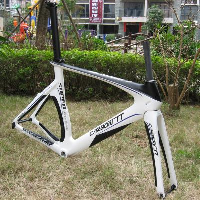 China Road Bikes 700c Carbon Triathlon Bike Frame TT Bicycle Frame Trial Time White Frameset for sale