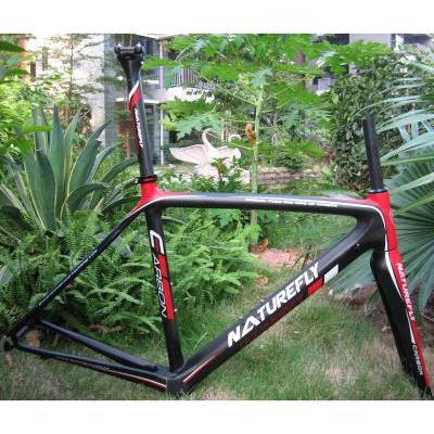 China Road Bikes Naturefly 700c Carbon Frameset Light Red Road Bike Bicycle Frameset Full Speed ​​Frame for sale