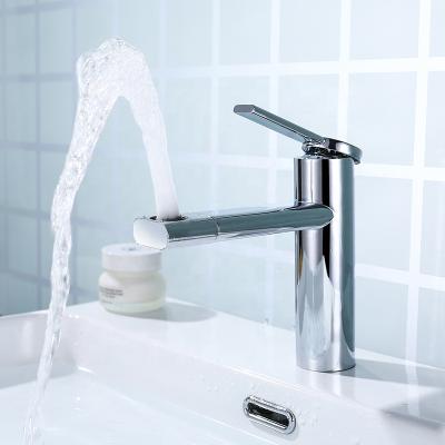 China 360 Degree Rotating Water Spout Chrome Bathroom Basin Faucet Modern Brass Faucet for sale