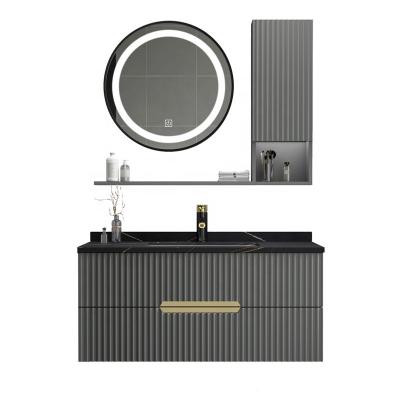 China Water Proof Single Sink Black Painted Plywood Bathroom Vanity With Mirror for sale