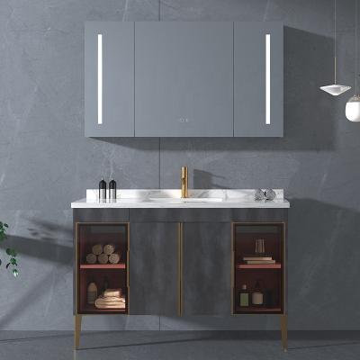 China Modern Hotel Luxurious 48 Inch Single Sink Sintered Top Stone Bathroom Vanity for sale