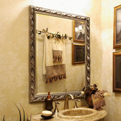 China Decorative Golden Contemporary Hotel Bathroom PS Framed Luxury Wall Mirror for sale