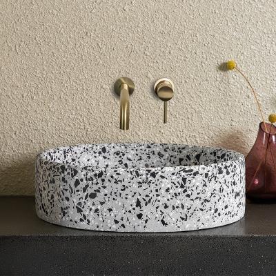 China Bathroom Countertops Modern Table Wash Hand Terrazzo Round Top Concrete Basin for sale