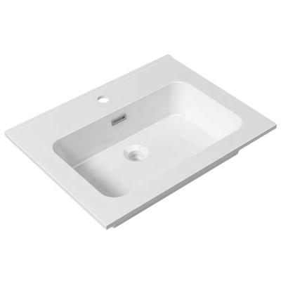 China Easy Clean Shiny White Resin Artificial Stone Basin Bathroom Sink Basin for sale