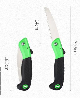 China High quality wood cutting portable small camping saw floding hand saw with durable plastic green handle for sale