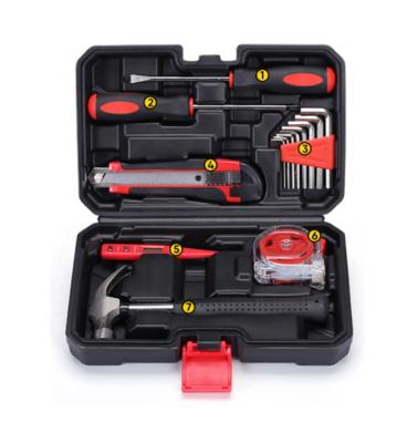 China Professional 15 Pcs Tool Box Household Repair Plastic Tool Kit Easy Carry Multifunctional Set of Tools for sale