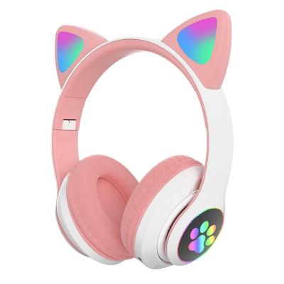 China New Perfect Cat Ear Healthy Headphones Supports Cartoon Wireless Earphone Noise Canceling BT Luminous Headset for sale