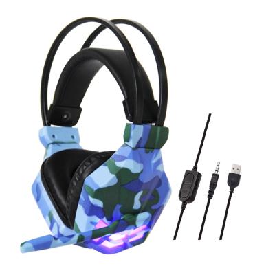 China Noise Canceling Headphones 2021 New Camouflage Color Computer Gaming Headphones , Luminous Head-mounted Gaming Cable Headset for sale