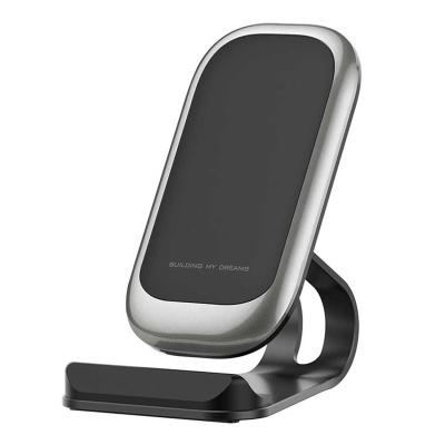 China New Popular Desktop Vertical Wireless Charger Mobile Phone Portable Fast Charger Stand 10W 15W Wireless Charger Stand for sale