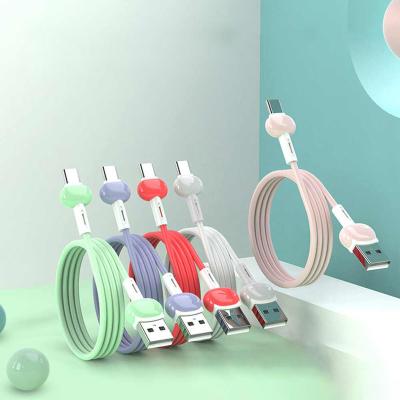 China Charging + Data Transmission Macaron Data Cable Fits Type-C IOS Liquid Silicone 3A Strong Band Android Mobile Phones Fast Charging Cable for sale