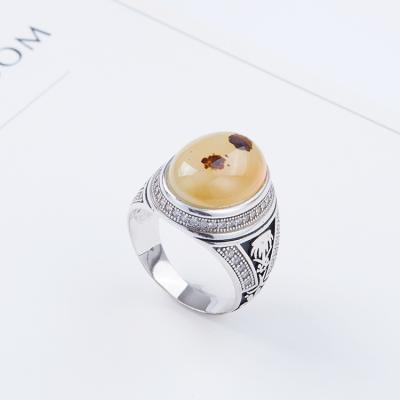 China Hiphop Hydis Jewelry Gemstone Oval Agate Big Size Hip Hop Men Ring for sale