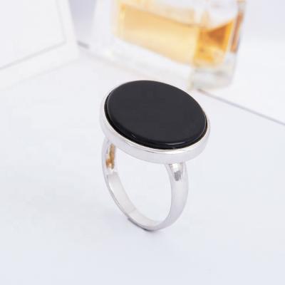 China Hiphop Hydis Jewelry Simple Design Black Round Spinel Stone Turkish Ring For Men for sale