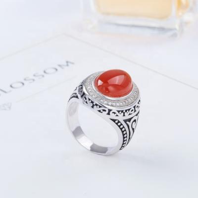 China Original Hiphop Hydis Jewelry Red Gemstone 925 Sterling Silver Ring For Men for sale